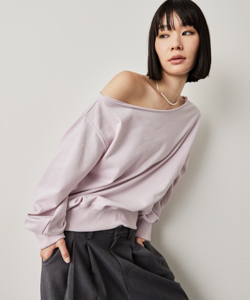 HANNE(アン)の「ワンショルダーライトスウェットトップス(スウェット・レディース・ピンク/ネイビー/オフホワイト・FREE)」の7枚目の写真
