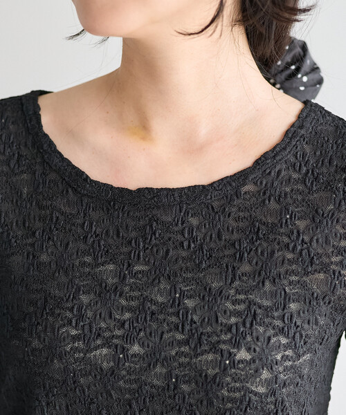 FREAK'S STORE(フリークスストア)の「ストレッチレース Tシャツ/シアー 5分袖 Tシャツ(Tシャツ/カットソー・レディース・オフホワイト/ブラック・フリ-)」の8枚目の写真