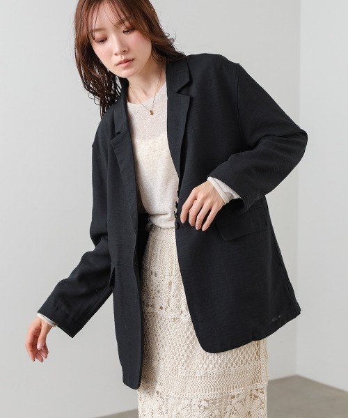 Bab(バブ)の「リネンライクジャケット(ベルト付き)(その他アウター・レディース・ベージュ/ブラック/グレー・M)」の2枚目の写真