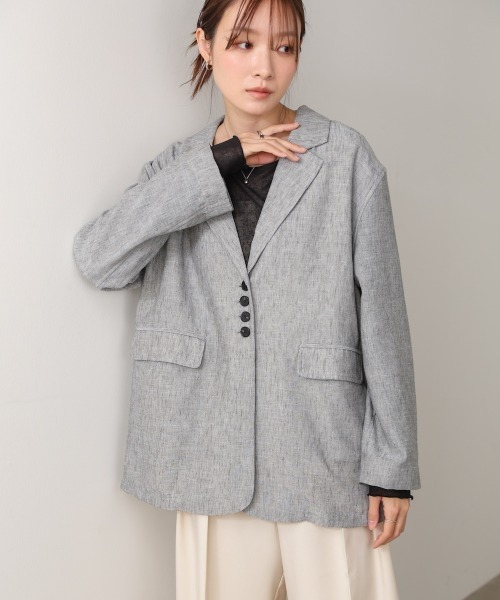 Bab(バブ)の「リネンライクジャケット(ベルト付き)(その他アウター・レディース・ベージュ/ブラック/グレー・M)」の11枚目の写真