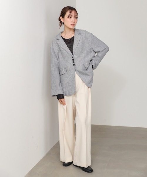 Bab(バブ)の「リネンライクジャケット(ベルト付き)(その他アウター・レディース・ベージュ/ブラック/グレー・M)」の12枚目の写真