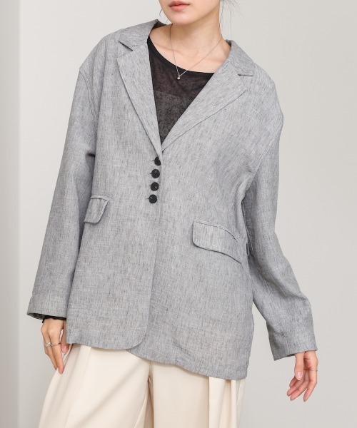 Bab(バブ)の「リネンライクジャケット(ベルト付き)(その他アウター・レディース・ベージュ/ブラック/グレー・M)」の14枚目の写真