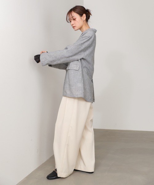 Bab(バブ)の「リネンライクジャケット(ベルト付き)(その他アウター・レディース・ベージュ/ブラック/グレー・M)」の15枚目の写真