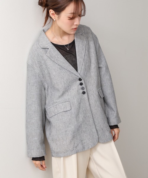 Bab(バブ)の「リネンライクジャケット(ベルト付き)(その他アウター・レディース・ベージュ/ブラック/グレー・M)」の16枚目の写真