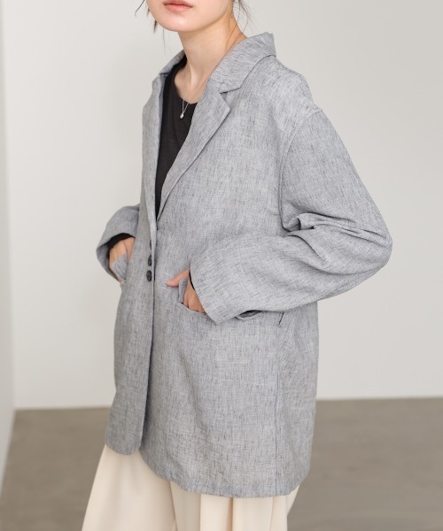 Bab(バブ)の「リネンライクジャケット(ベルト付き)(その他アウター・レディース・ベージュ/ブラック/グレー・M)」の17枚目の写真