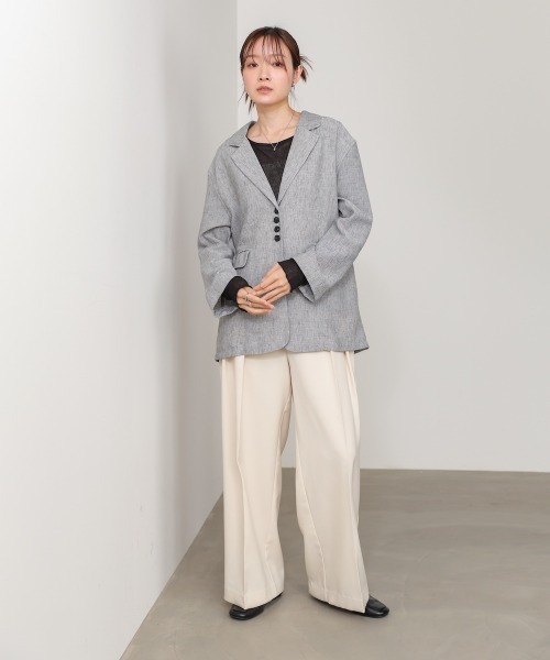 Bab(バブ)の「リネンライクジャケット(ベルト付き)(その他アウター・レディース・ベージュ/ブラック/グレー・M)」の21枚目の写真