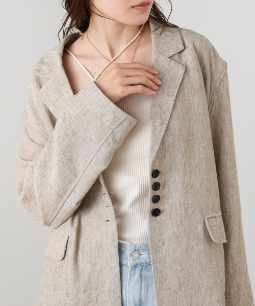 Bab(バブ)の「リネンライクジャケット(ベルト付き)(その他アウター・レディース・ベージュ/ブラック/グレー・M)」の22枚目の写真