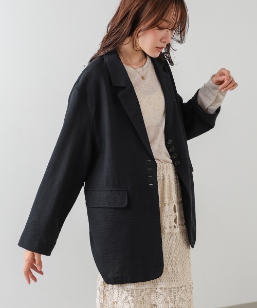 Bab(バブ)の「リネンライクジャケット(ベルト付き)(その他アウター・レディース・ベージュ/ブラック/グレー・M)」の4枚目の写真