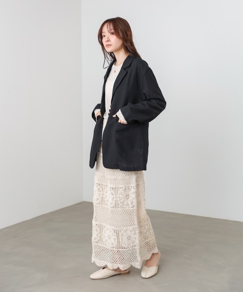 Bab(バブ)の「リネンライクジャケット(ベルト付き)(その他アウター・レディース・ベージュ/ブラック/グレー・M)」の5枚目の写真