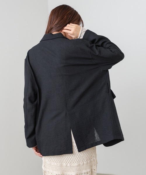 Bab(バブ)の「リネンライクジャケット(ベルト付き)(その他アウター・レディース・ベージュ/ブラック/グレー・M)」の7枚目の写真