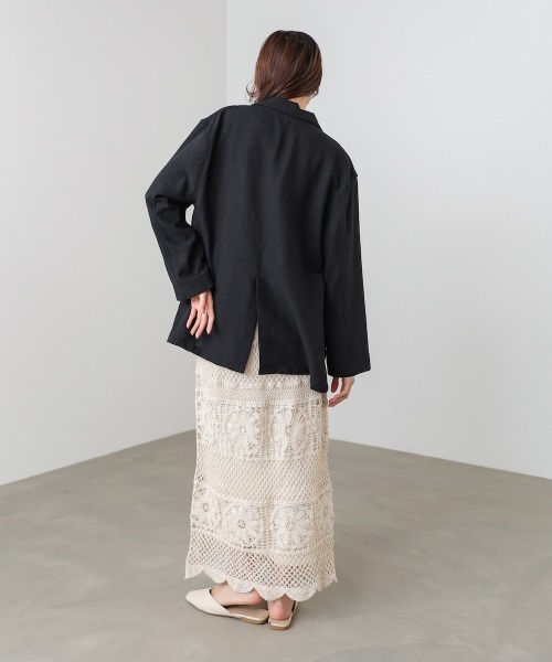 Bab(バブ)の「リネンライクジャケット(ベルト付き)(その他アウター・レディース・ベージュ/ブラック/グレー・M)」の8枚目の写真