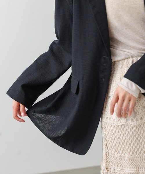 Bab(バブ)の「リネンライクジャケット(ベルト付き)(その他アウター・レディース・ベージュ/ブラック/グレー・M)」の9枚目の写真