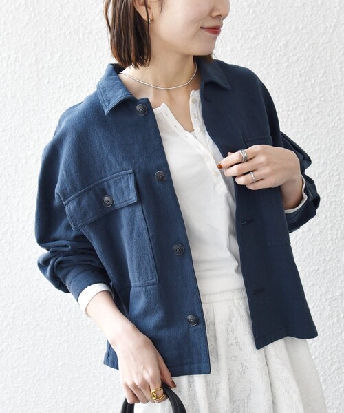 SHIPS any:〈洗濯機可能〉カルゼ ショート ワーク ジャケット