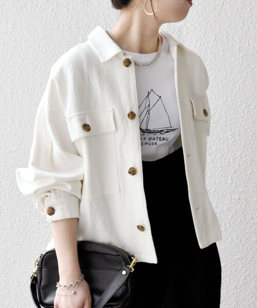 SHIPS any:〈洗濯機可能〉カルゼ ワーク ショート シャツ ジャケット