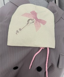Never mind the XU / Chikashitsu+ | 【Nerd out XU】baby goat ribbon beanie / 【ナードアウトエックスユー】ベイビーゴートリボンビーニー <着用動画あり>(ニットキャップ/ビーニー)