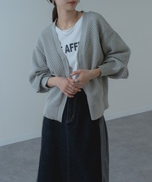 【refinedworks】メッシュ ニット の ブルゾン 風 カーディガン
