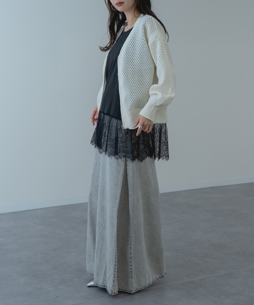 refinedworks（リファインドワークス）の「【refinedworks】メッシュ ニット の ブルゾン 風 カーディガン（カーディガン/ボレロ・レディース・ホワイト/サックスブルー/グレー・FREE）」の19枚目の写真