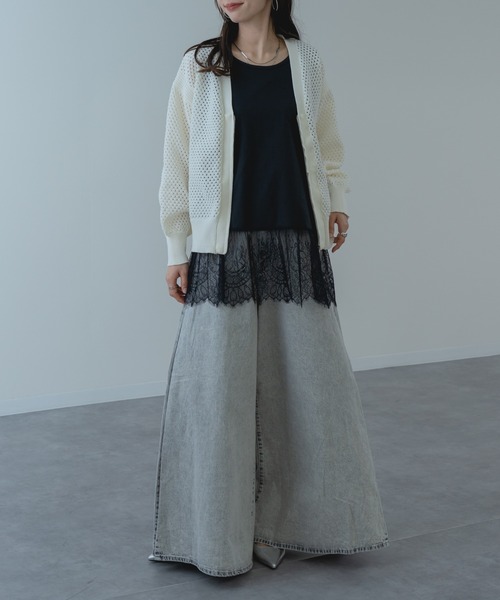 refinedworks（リファインドワークス）の「【refinedworks】メッシュ ニット の ブルゾン 風 カーディガン（カーディガン/ボレロ・レディース・ホワイト/サックスブルー/グレー・FREE）」の15枚目の写真
