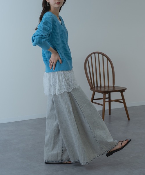 refinedworks（リファインドワークス）の「【refinedworks】メッシュ ニット の ブルゾン 風 カーディガン（カーディガン/ボレロ・レディース・ホワイト/サックスブルー/グレー・FREE）」の22枚目の写真