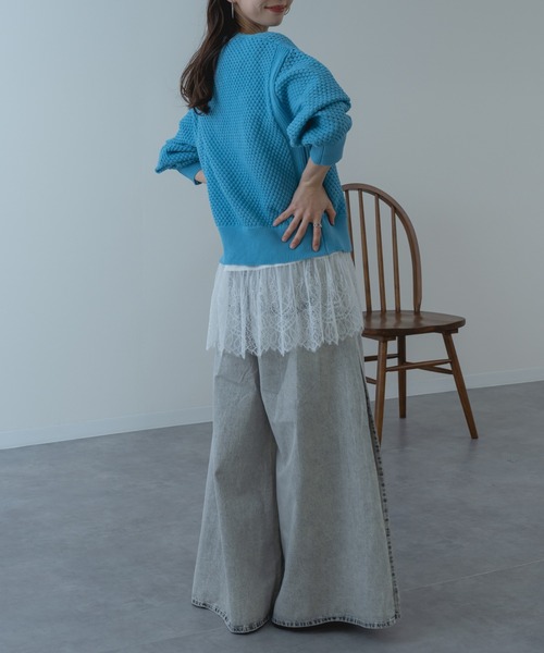 refinedworks（リファインドワークス）の「【refinedworks】メッシュ ニット の ブルゾン 風 カーディガン（カーディガン/ボレロ・レディース・ホワイト/サックスブルー/グレー・FREE）」の9枚目の写真