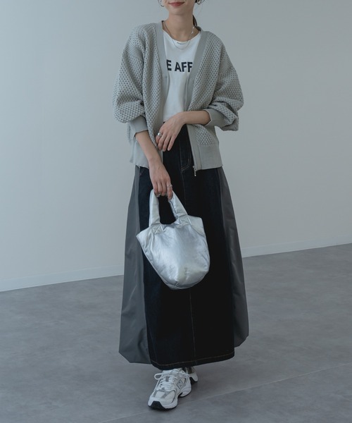 refinedworks（リファインドワークス）の「【refinedworks】メッシュ ニット の ブルゾン 風 カーディガン（カーディガン/ボレロ・レディース・ホワイト/サックスブルー/グレー・FREE）」の11枚目の写真