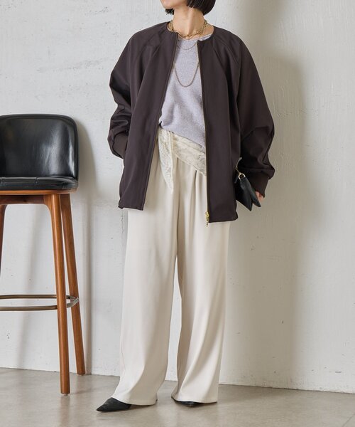 Jena espace merveilleux（ジェナ　エスパスメルヴェイユ）の「裾タックコクーンブルゾン（ベスト・レディース・チャコールグレー・FREE）」の2枚目の写真