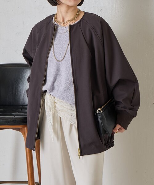 Jena espace merveilleux（ジェナ　エスパスメルヴェイユ）の「裾タックコクーンブルゾン（ベスト・レディース・チャコールグレー・FREE）」の7枚目の写真