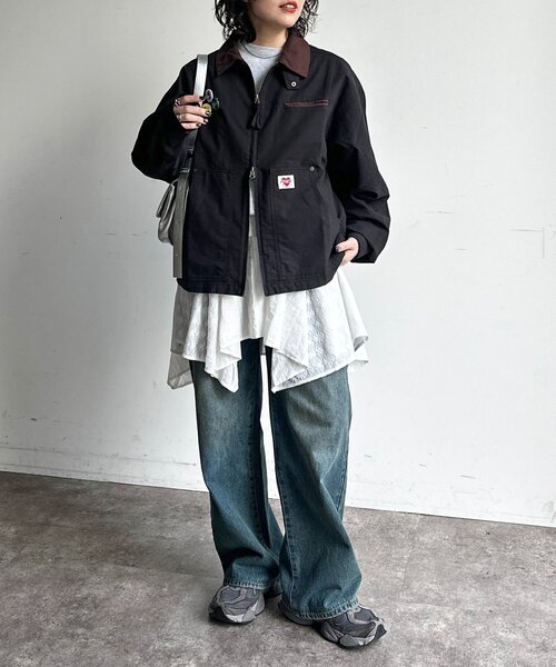 CPCM（シーピーシーエム）の「缶バッジ付きライトワークジャケット（ブルゾン・レディース・ブラウン/ブラック・MEDIUM/LARGE）」の12枚目の写真