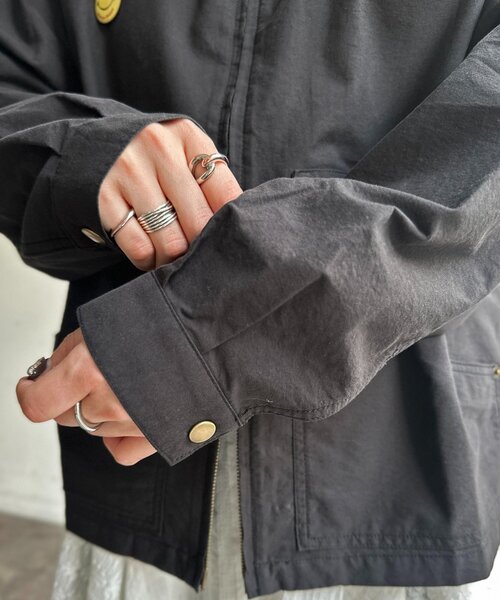 CPCM（シーピーシーエム）の「缶バッジ付きライトワークジャケット（ブルゾン・レディース・ブラウン/ブラック・MEDIUM/LARGE）」の21枚目の写真