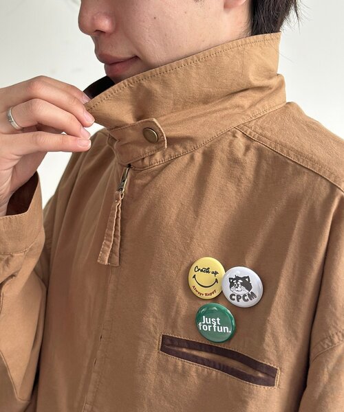 CPCM（シーピーシーエム）の「缶バッジ付きライトワークジャケット（ブルゾン・レディース・ブラウン/ブラック・MEDIUM/LARGE）」の15枚目の写真