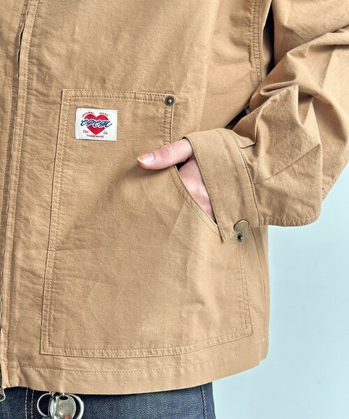 CPCM（シーピーシーエム）の「缶バッジ付きライトワークジャケット（ブルゾン・レディース・ブラウン/ブラック・MEDIUM/LARGE）」の17枚目の写真