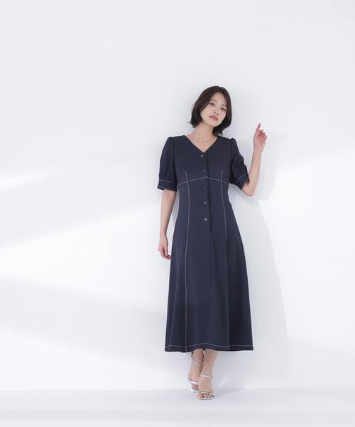 NATURAL BEAUTY BASIC(ナチュラルビューティーベーシック)の「◇バイカラーステッチワンピース(ワンピース・レディース・ブルー系その他6/ブルー系その他/ホワイト系その他・P/S/MEDIUM)」の6枚目の写真