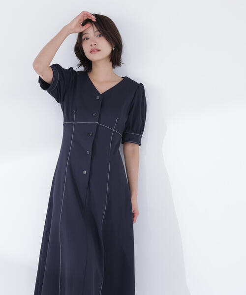 なつみ様 ナチュラルビューティーベーシック ◇バイカラーステッチワンピース（ワンピース）｜NATURAL BEAUTY BASIC