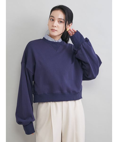 Mila Owen（ミラオーウェン）の「フォルムスリーブショートトレーナー（スウェット・レディース・ネイビー/アイボリー/ピンク・F）」の5枚目の写真