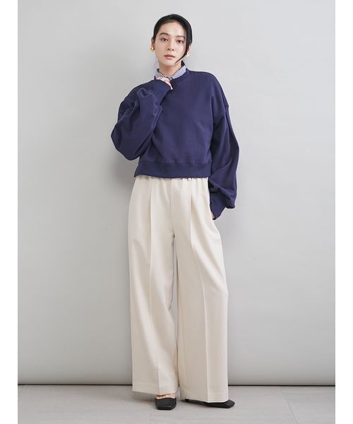 Mila Owen（ミラオーウェン）の「フォルムスリーブショートトレーナー（スウェット・レディース・ネイビー/アイボリー/ピンク・F）」の11枚目の写真