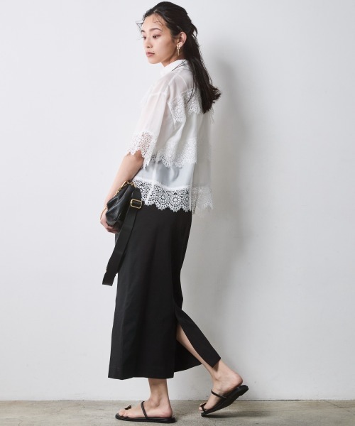 CHIC STYLE(シックスタイル)の「レースアップレースブラウス<大きいサイズ有>シックスタイル(シャツ/ブラウス・レディース・ブラック/オフホワイト・M/L/LL/3L/4L/5L)」の20枚目の写真