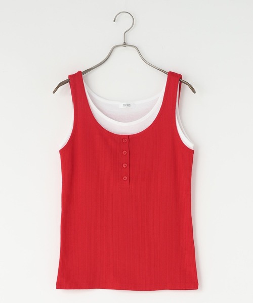 LOWRYS FARM(ローリーズファーム)の「ヘンリーレイヤードタンク 638381(タンクトップ・レディース・ブラック/グレー/レッド/アイボリー・FREE)」の4枚目の写真