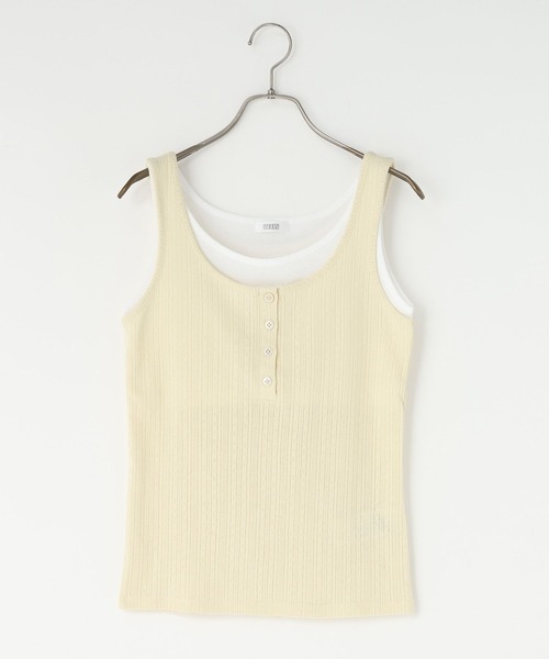 LOWRYS FARM(ローリーズファーム)の「ヘンリーレイヤードタンク 638381(タンクトップ・レディース・ブラック/グレー/レッド/アイボリー・FREE)」の1枚目の写真