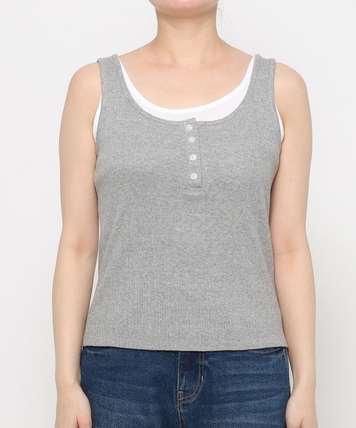 LOWRYS FARM(ローリーズファーム)の「ヘンリーレイヤードタンク 638381(タンクトップ・レディース・ブラック/グレー/レッド/アイボリー・FREE)」の14枚目の写真