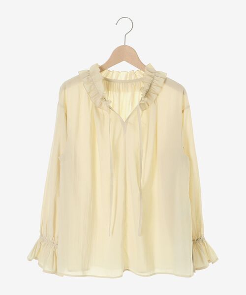 le.coeur blanc（ルクールブラン）の「シアーフリルネックブラウス（シャツ/ブラウス・レディース・ネイビー/イエロー/オフホワイト・38）」の4枚目の写真