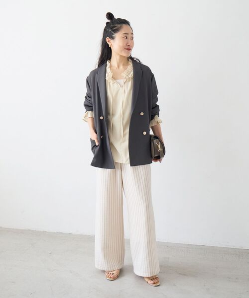 le.coeur blanc（ルクールブラン）の「シアーフリルネックブラウス（シャツ/ブラウス・レディース・ネイビー/イエロー/オフホワイト・38）」の19枚目の写真