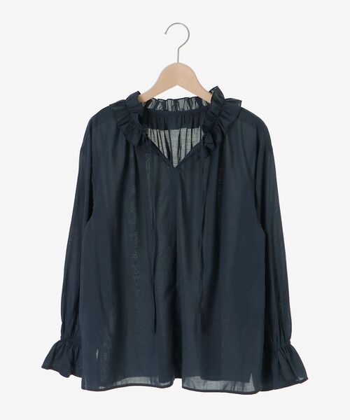 le.coeur blanc（ルクールブラン）の「シアーフリルネックブラウス（シャツ/ブラウス・レディース・ネイビー/イエロー/オフホワイト・38）」の20枚目の写真