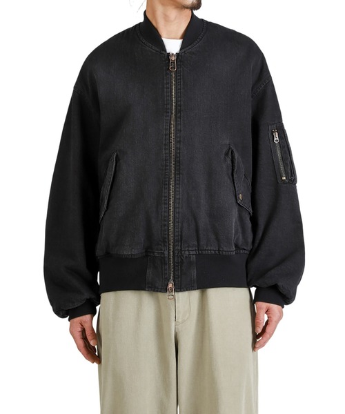 marka（マーカ）の「marka / マーカ：PUFFED DENIM BOMBER JACKET -ORGANIC COTTON 12oz DENIM-：M25D04BL01C[COR]（ブルゾン・メンズ・ブラック・2(M)/3(L)）」の9枚目の写真