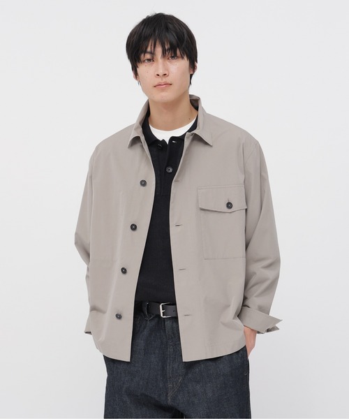 MARGARET HOWELL（マーガレットハウエル）の「COTTON SILK PLAINWEAVE（ブルゾン・メンズ・ベージュ/ダークブラウン・SMALL/MEDIUM/LARGE）」の2枚目の写真