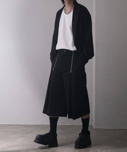 welise（ウェライズ）の「【welise/ウェライズ】ハイグレードヘビーTR  ジッパータックモードハーフスラックス（その他パンツ・メンズ・ブラック/グレー・L/M/S）」の6枚目の写真