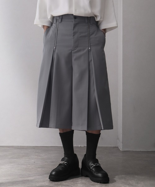 welise（ウェライズ）の「【welise/ウェライズ】ハイグレードヘビーTR  ジッパータックモードハーフスラックス（その他パンツ・メンズ・ブラック/グレー・L/M/S）」の9枚目の写真