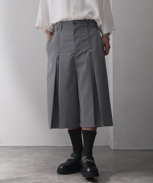 welise（ウェライズ）の「【welise/ウェライズ】ハイグレードヘビーTR  ジッパータックモードハーフスラックス（その他パンツ・メンズ・ブラック/グレー・L/M/S）」の10枚目の写真