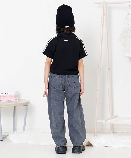 algy（アルジー）の「【セットアップ対応】ハーフジップ半袖T（Tシャツ/カットソー・キッズ・サックスブルー/ブラック/グレー・160/150/140/130）」の6枚目の写真