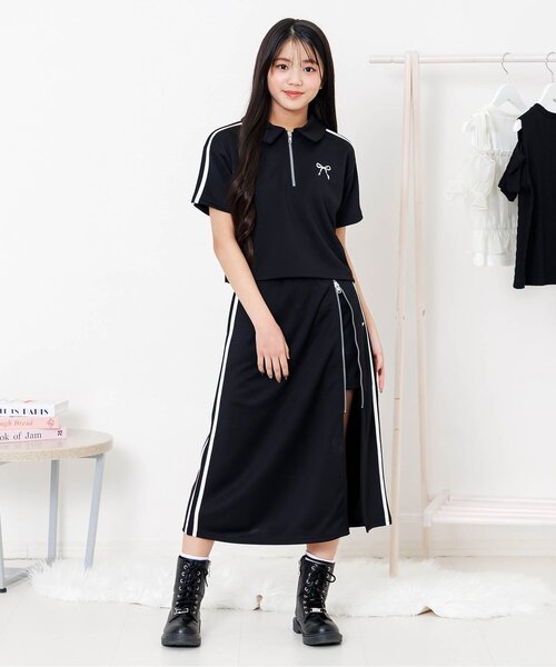 algy（アルジー）の「【セットアップ対応】ハーフジップ半袖T（Tシャツ/カットソー・キッズ・サックスブルー/ブラック/グレー・160/150/140/130）」の7枚目の写真