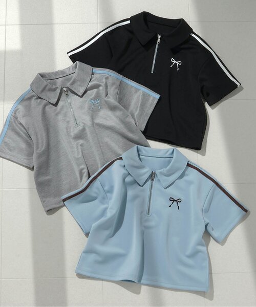 algy（アルジー）の「【セットアップ対応】ハーフジップ半袖T（Tシャツ/カットソー・キッズ・サックスブルー/ブラック/グレー・160/150/140/130）」の12枚目の写真